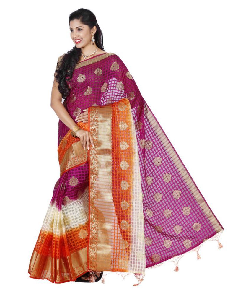 SS Magic Multicoloured organza Saree - Buy SS Magic Multicoloured ...