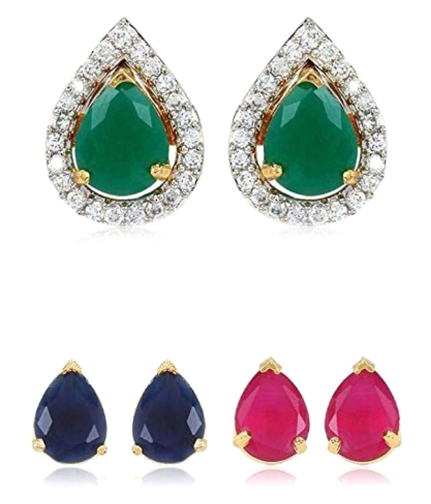     			YouBella Interchangeable Alloy Stones CZ Studded Traditional Earrings for Women