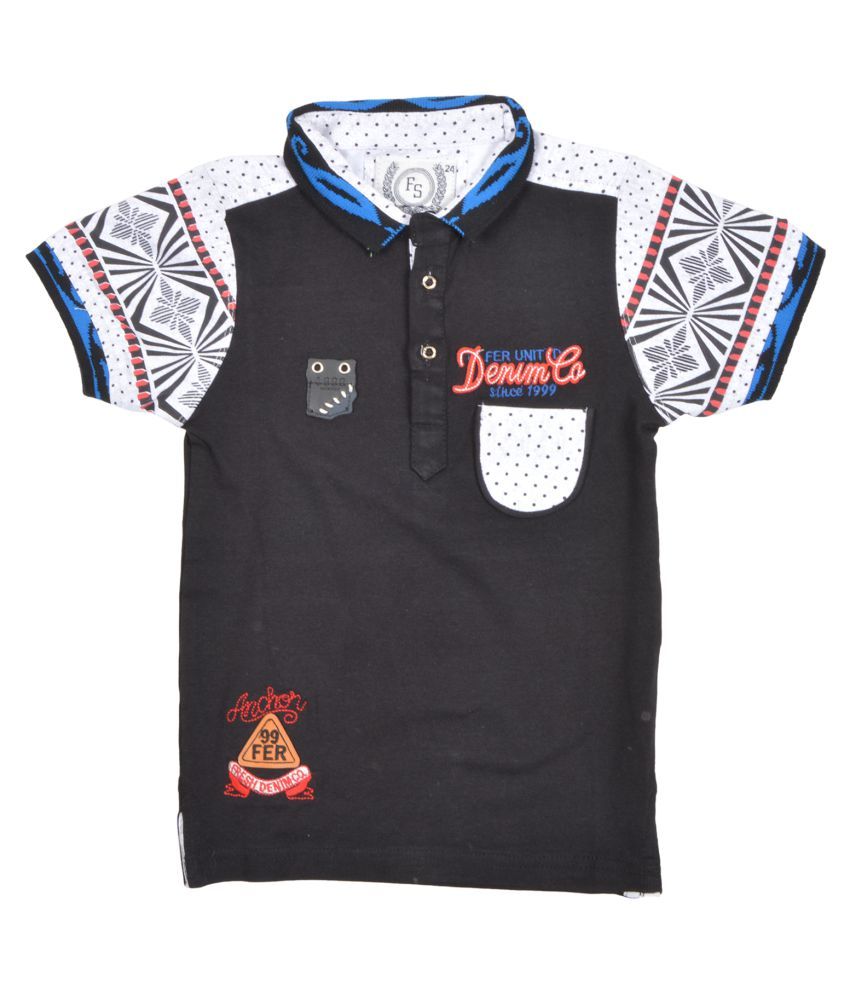 Fresh Sports Black Cotton Polo T-Shirt - Buy Fresh Sports Black Cotton Polo T-Shirt Online at 