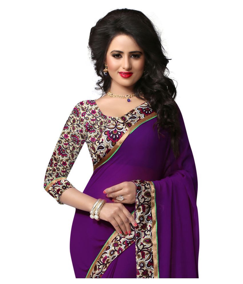 purple chiffon saree