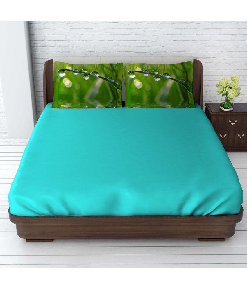 Tangerine King Cotton Blue Plain Bed Sheet Buy Tangerine King Cotton