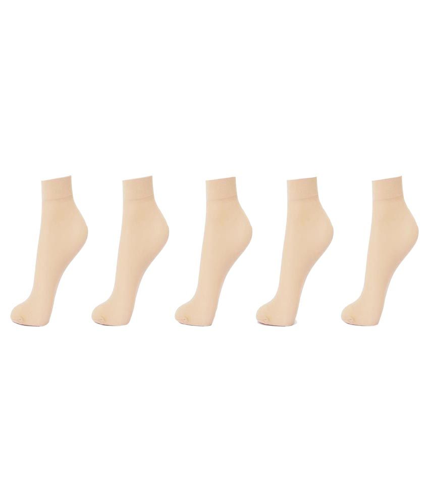 Clarzz Skin Color Sun Protection Transparent Socks Pack of 5 Pairs