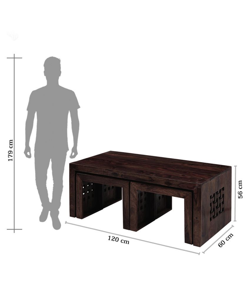 Inhouz Solid Wood Zig Zag Coffee Table With Stools Inhouz Solid Wood Zig Zag Coffee Table With Stools