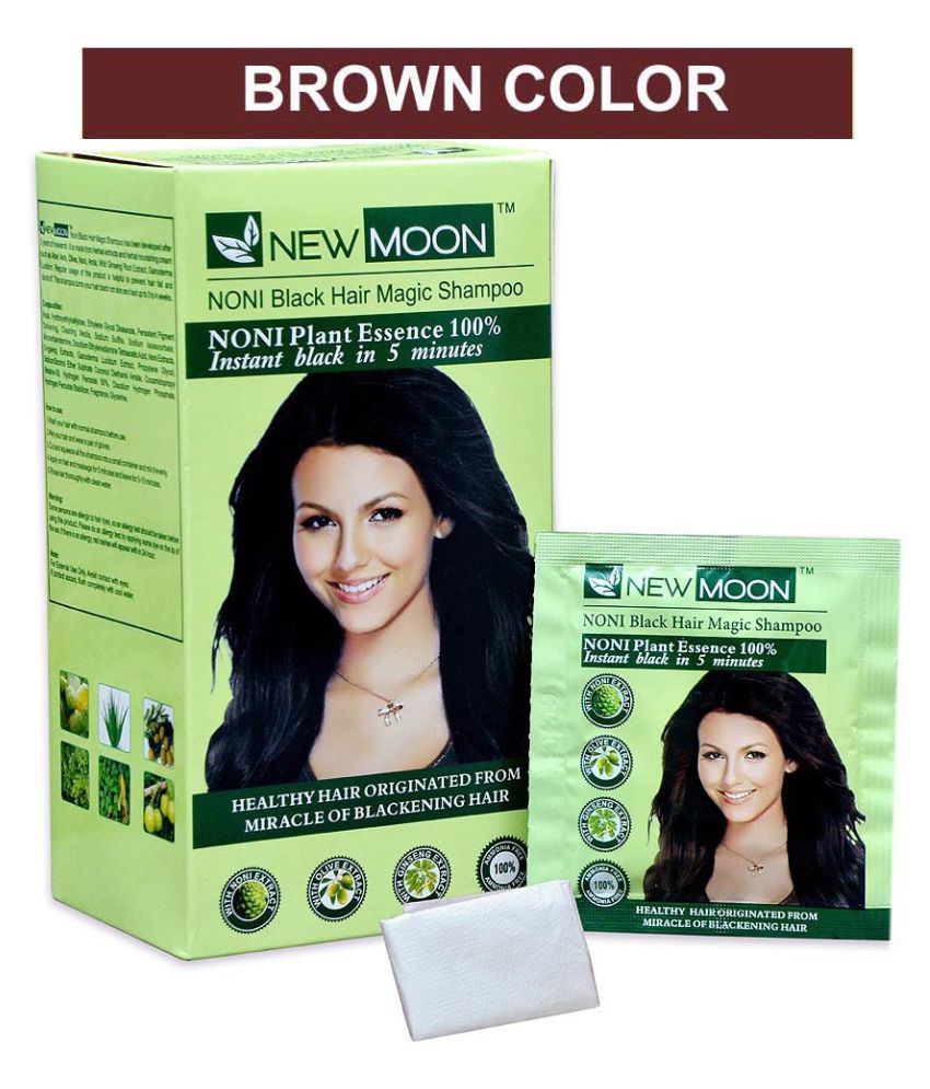 New Moon Brown Hair Color Noni Shampoo Based Hair Dye Permanent Hair Color Black 15 Ml Pack Of