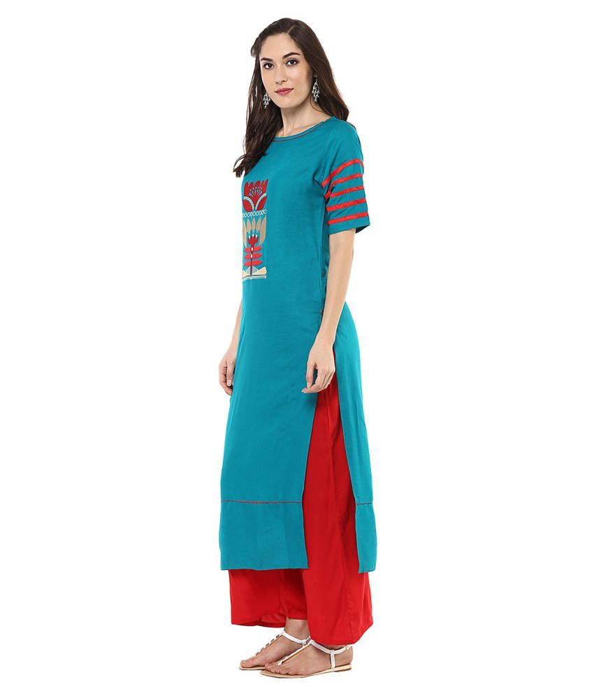 Jaipur Kurti Rayon Kurti With Palazzo - Stitched Suit - Buy Jaipur ...