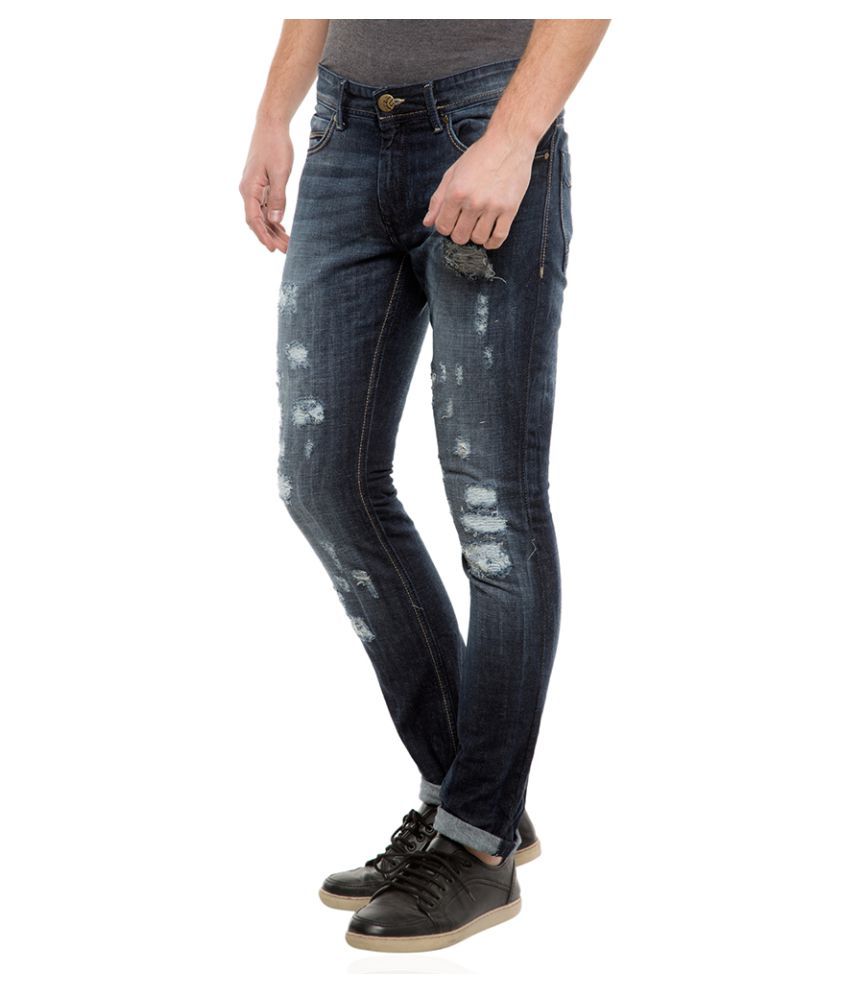 dark blue straight jeans