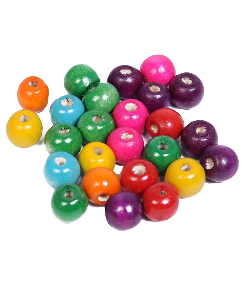     			Vardhman 400 Pcs Multicolor Wooden Beads Used In Jewellery , Art & Craft, Decorations, DIY Projects Size 8mm