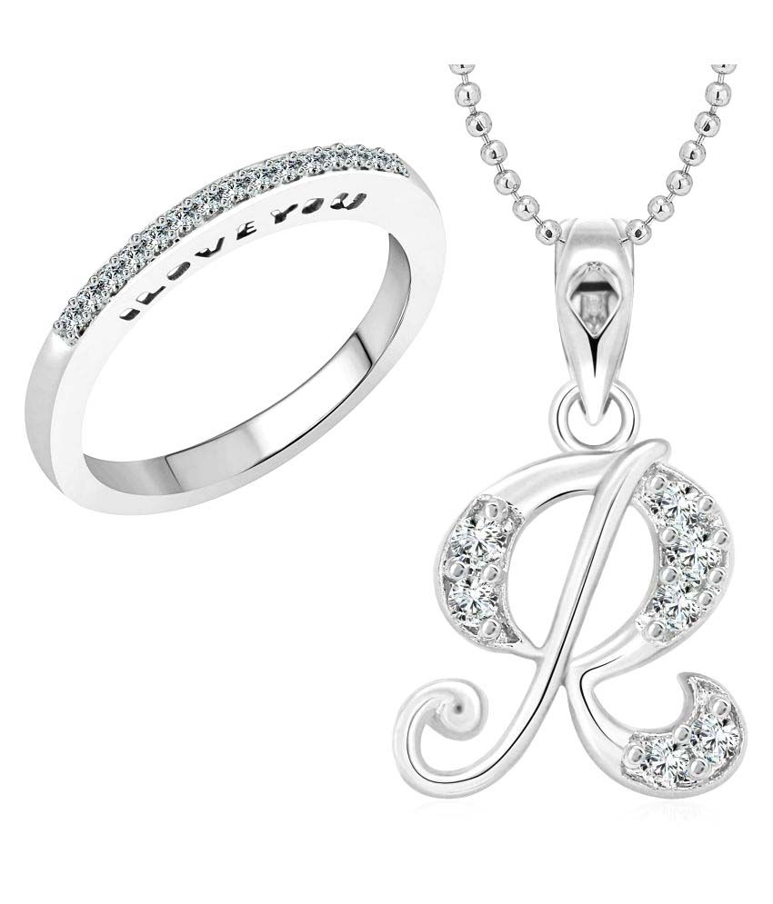     			Vighnaharta Silver Alloy Love Ring With Pendant