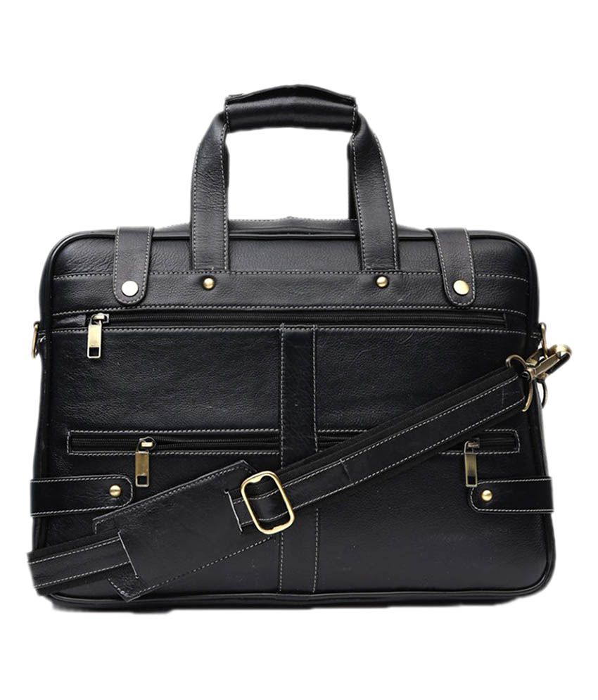 WildHorn Black Leather Office Messenger Bag - Buy WildHorn Black ...