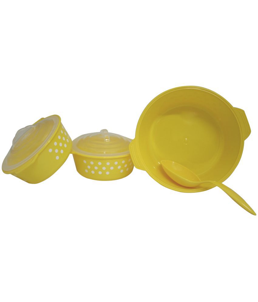 CSM Oven Cook Microwave Safe Serving Bowls With Spoon- Yellow: Buy