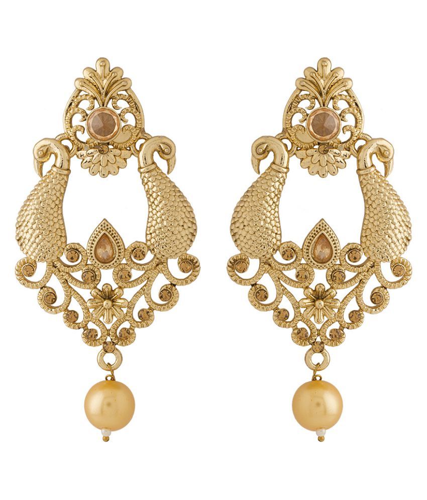 Voylla Peacock Designer Gold Toned Earrings - Buy Voylla Peacock ...