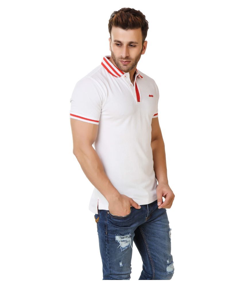 Spunk White Regular Fit Polo T Shirt Buy Spunk White Regular Fit Polo T Shirt Online at Low