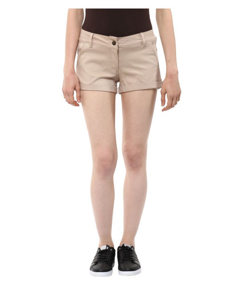 Buy Marie Lucent Beige Cotton Hot Pants Online at Best