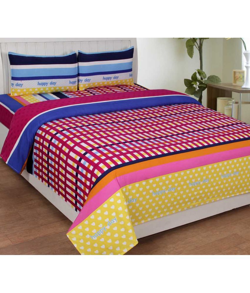 BSB Trendz Double Poly Cotton Checks Bed Sheet - Buy BSB Trendz Double ...