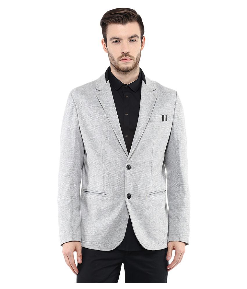 Mufti Grey Solid Casual Blazers - Buy Mufti Grey Solid