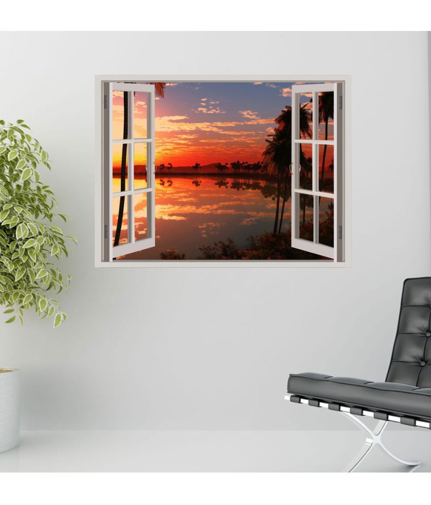     			Decor Villa Beautiful Lake Sunset Vinyl Wall Stickers