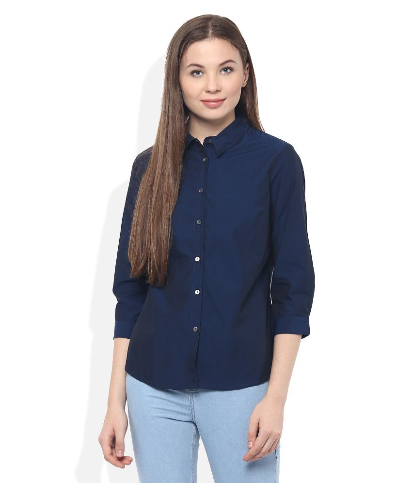 Buy Wills Lifestyle NAVY COTTON Shirt Online at Best Prices in India ...