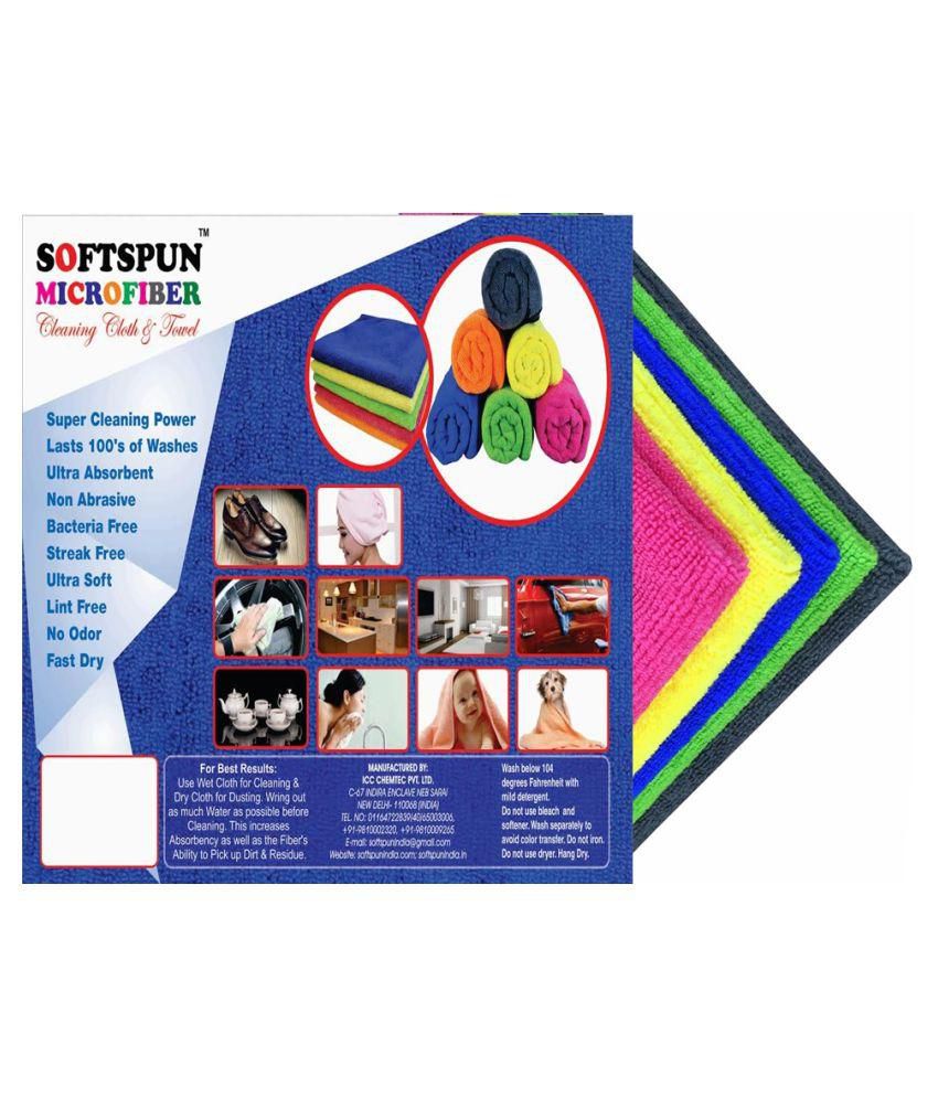 Softspun Microfiber Car Cleaning & Polishing Towel Cloth Pack of 5 - Multicolor