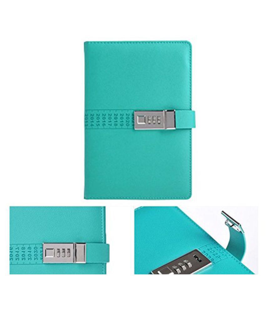 Green JunShop A5 PU Leather Journal with Lock Diary with Combination Lock Digital Password Notebook Locking Personal Diary 