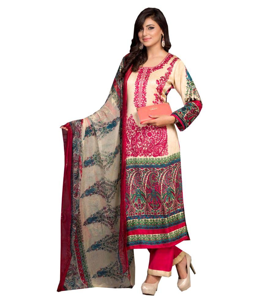 Alicolours Multicolor Embroidered Woolen Dress Material - Buy ...