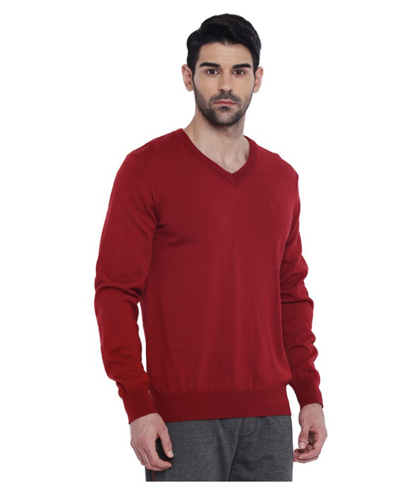 Park Avenue Red V Neck Sweatshirt - Buy Park Avenue Red V Neck ...