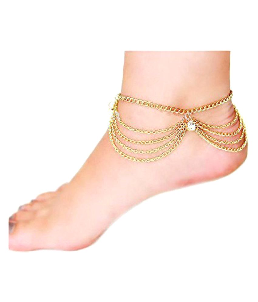 Cinderella Fashion Jewelry Golden Alloy Anklet: Buy Cinderella Fashion ...