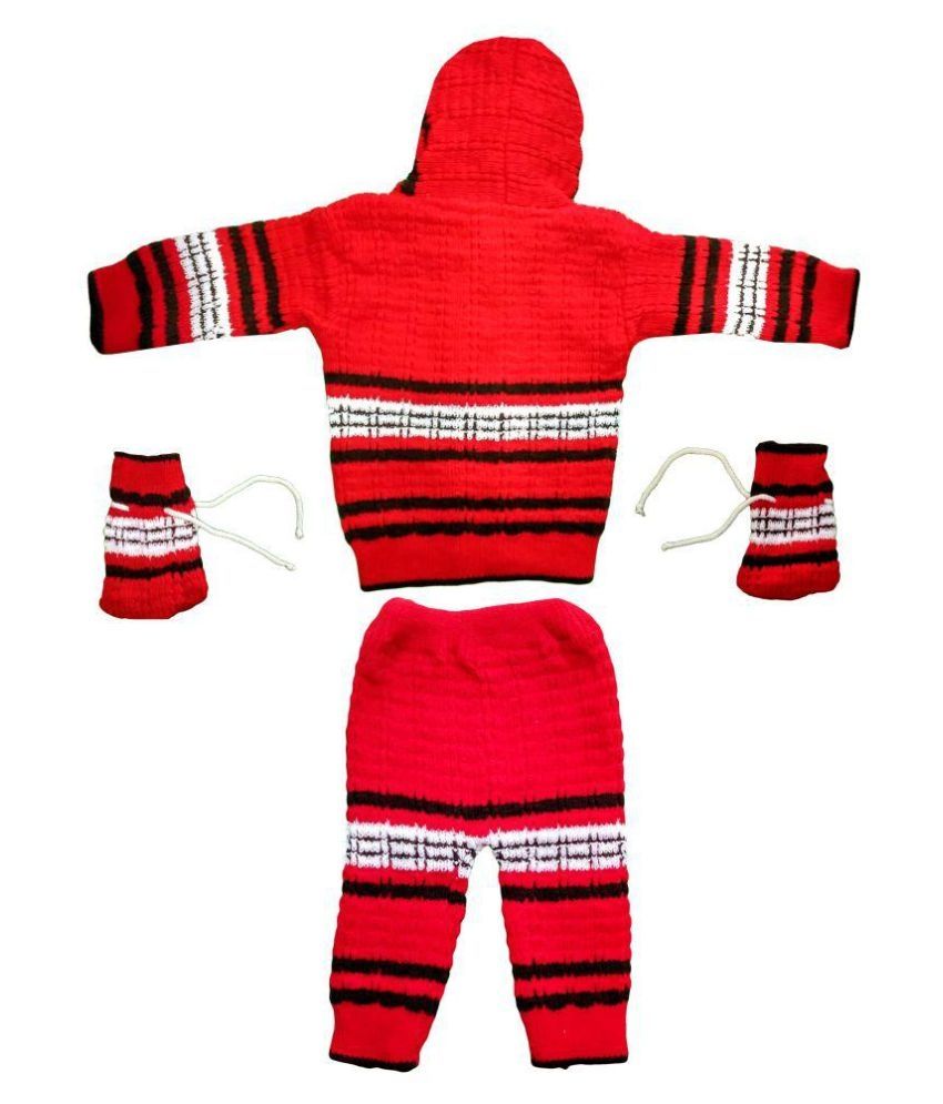 Fusion Fashion Red Woollen Baby Sweater Set - Buy Fusion Fashion Red