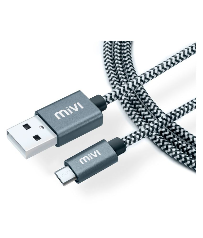     			Mivi 6ft long Nylon Tough Micro USB Cable with charging speeds up to 2.4Amps