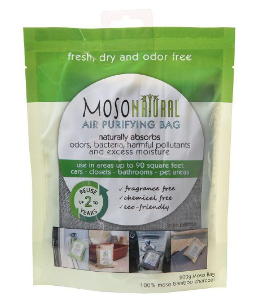 Moso Natural Bamboo Charcoal Car Air Purifying Bag 200g Green Color Naturally Removes Odors, Allergens and Harmful Pollutants