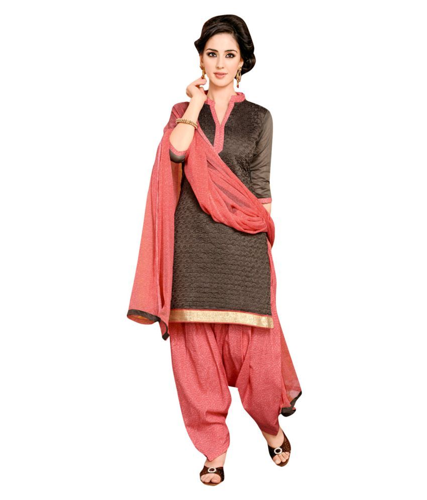 The Chennai Silks Red and Pink Jute Dress Material Buy The Chennai