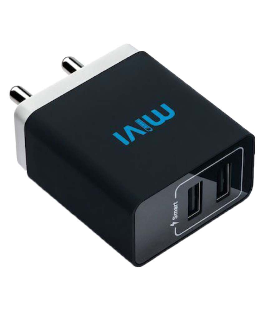     			Mivi Smart Charge 3.1A Dual port Wall USB Charger with Auto Detect Technology for Oppo Vivo Redmi Xiaomi Mi Samsung Lenovo Moto