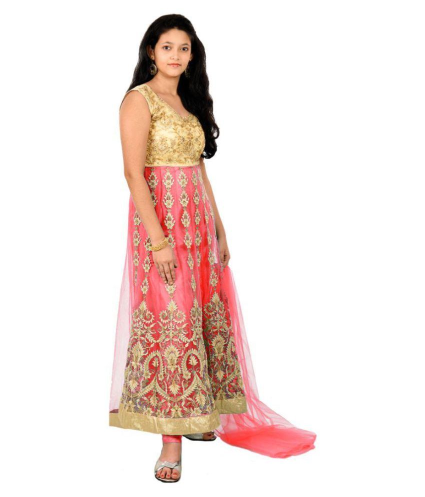 Saarah Multicolour Anarkali Suit Set For Girls - Buy Saarah Multicolour Anarkali Suit Set For 