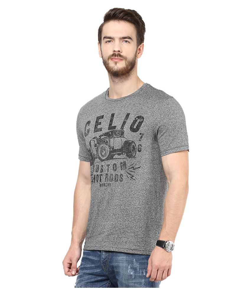Celio Grey Round T-Shirt - Buy Celio Grey Round T-Shirt Online at Low