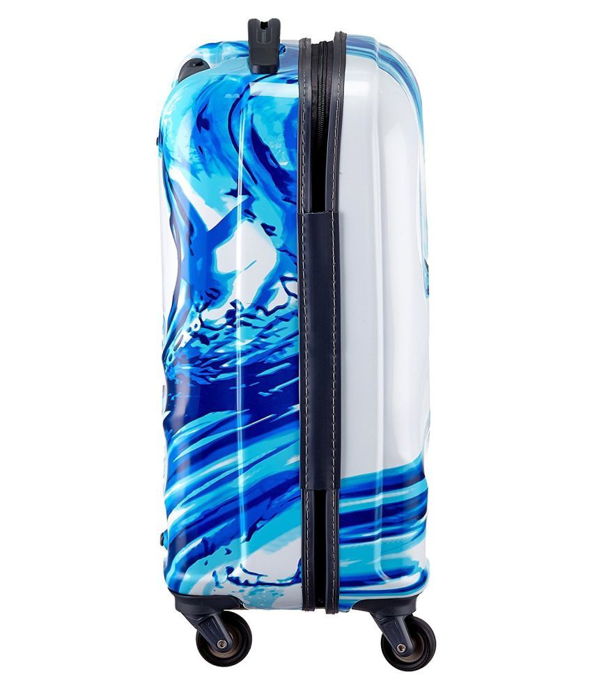 skybags blue and white trolley