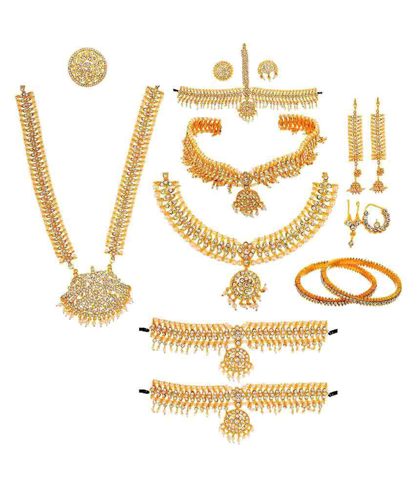 Usha Gold Plating Works Golden Bharatanatyam Jewellery Set: Buy Usha ...