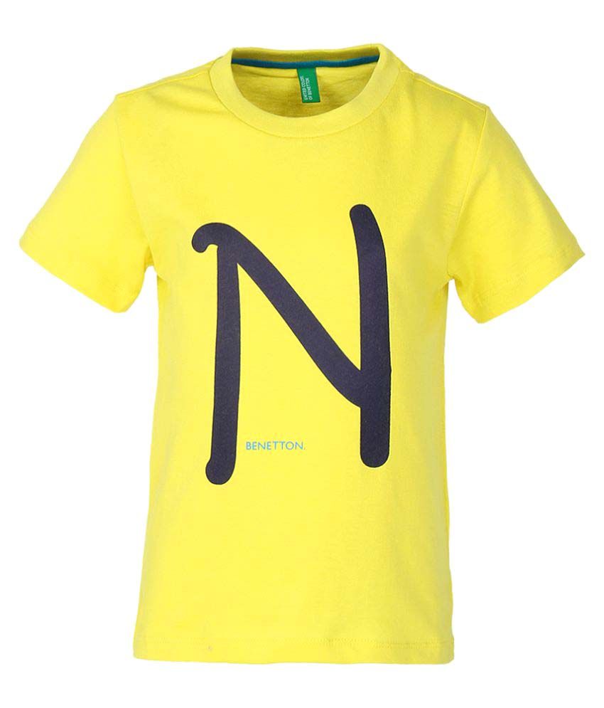 United Colors of Benetton Lime Yellow Printed T-Shirt - Buy United ...