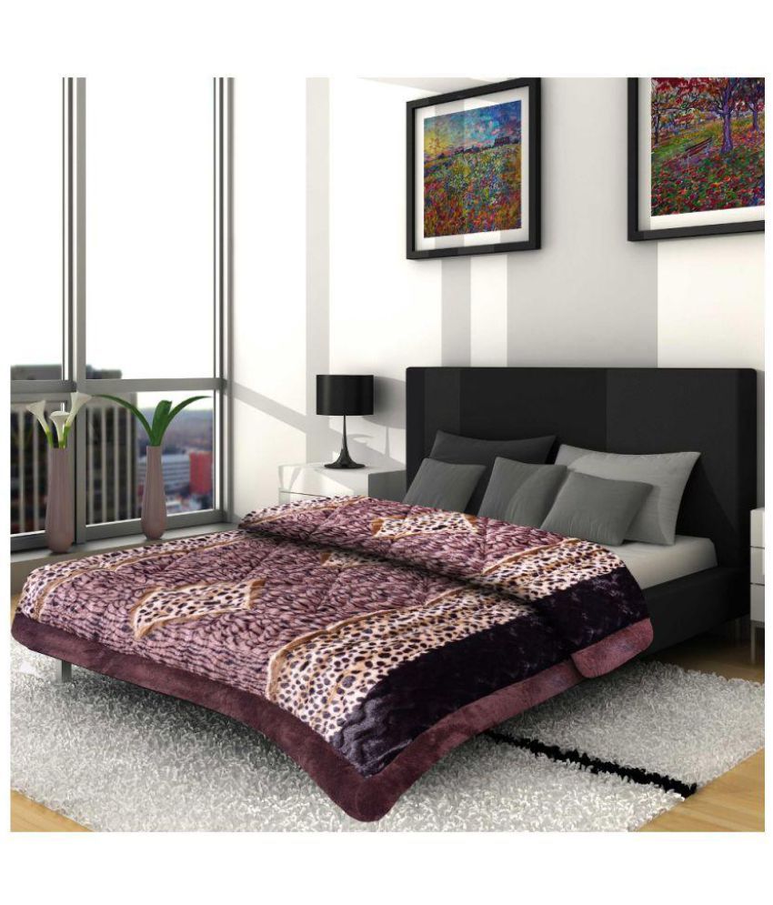 Titos Single Polyester Brown Printed Quilt Buy Titos Single Polyester