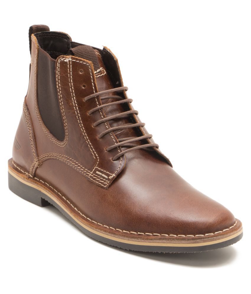 red tape tan shoes
