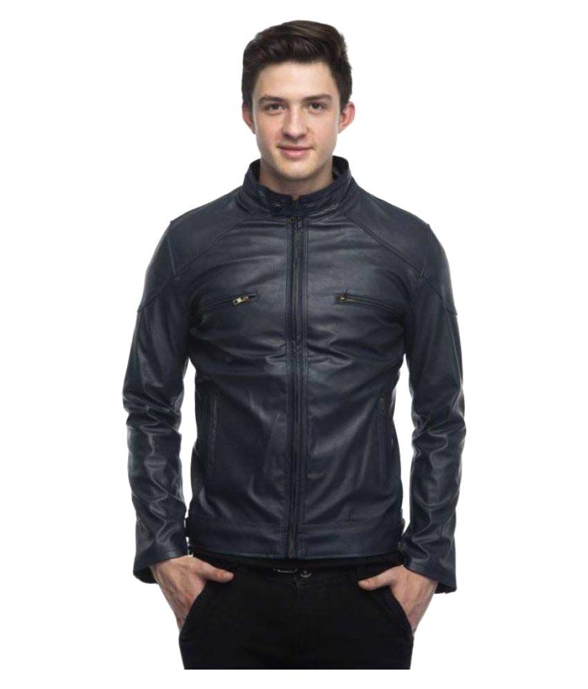 Stop Look Blue Leather Jacket Stop Look Blue Leather Jacket