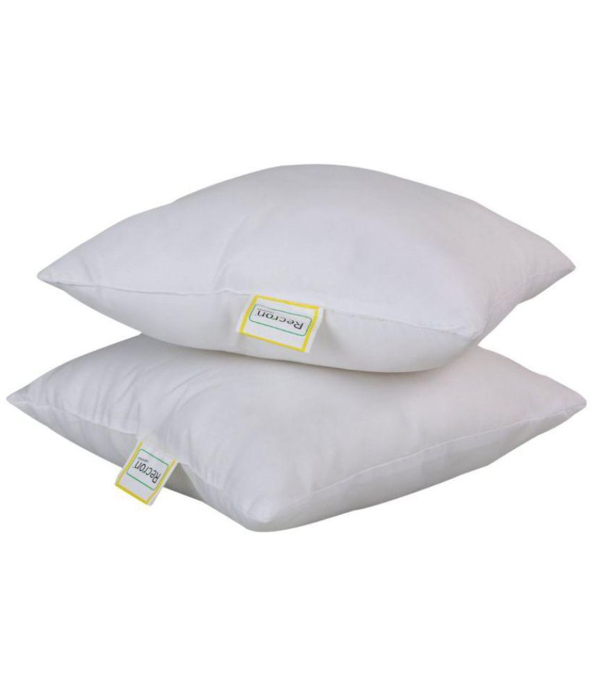     			Recron Set of 2 White Cotton Filled Cushion