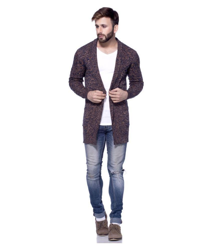 brown shawl sweater