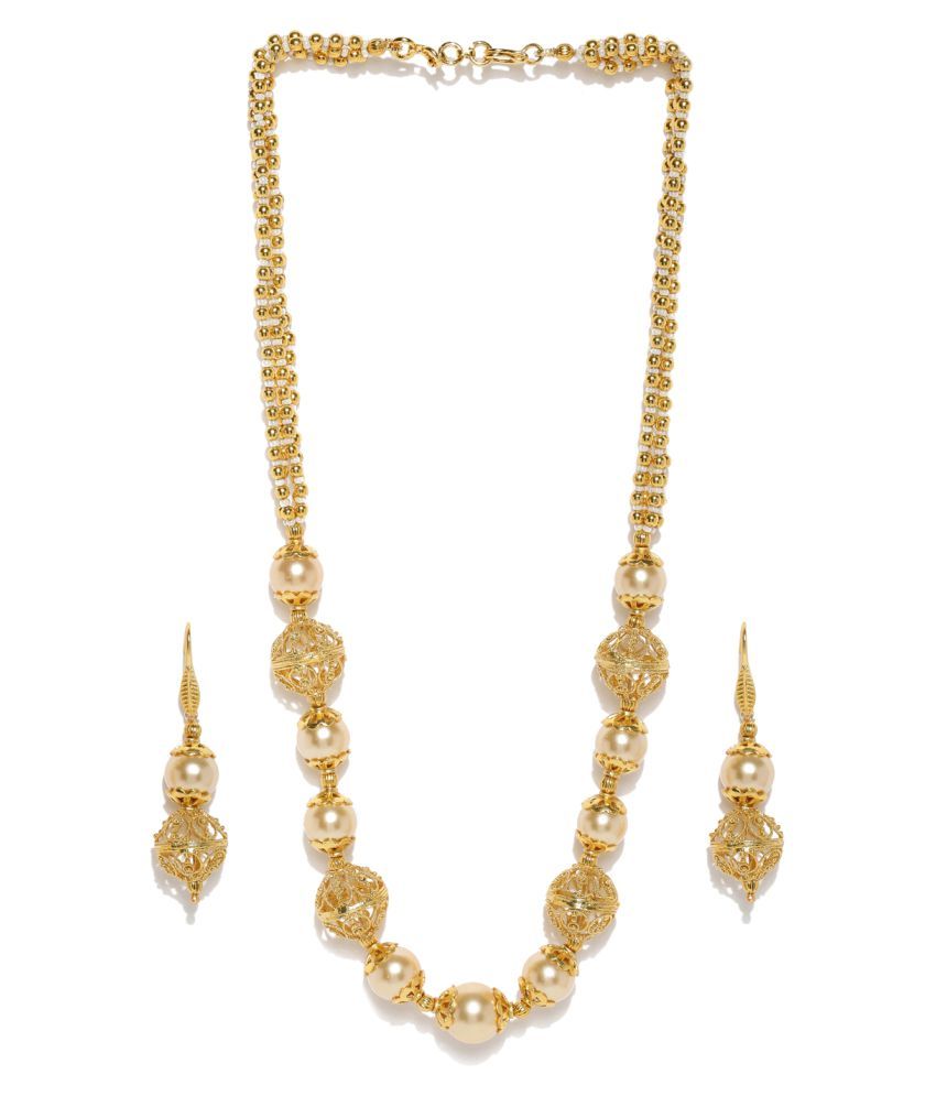 Zaveri Pearls Golden Alloy Necklace Set Buy Zaveri Pearls Golden