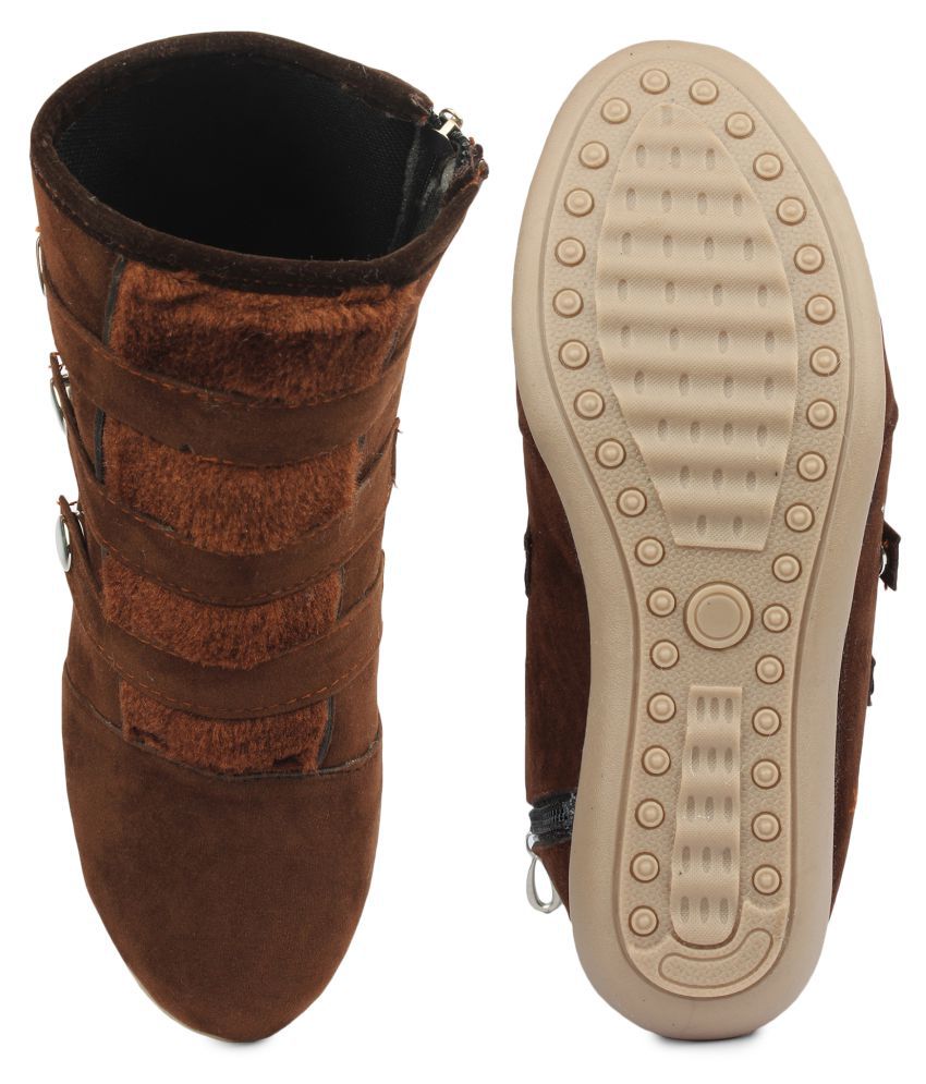 Moonwalk Brown Ankle Length UGG Boots Price in India- Buy Moonwalk ...
