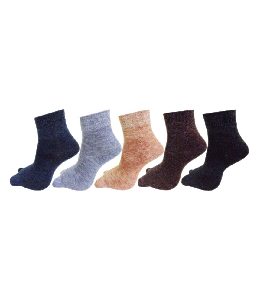     			RC. ROYAL CLASS - Multicolor Woollen  Women's Thumb Socks ( Pack of 5 )