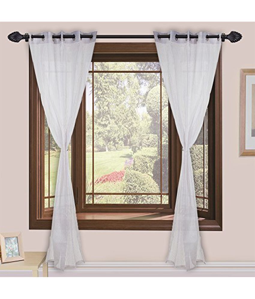 Homefab India Set Of 4 Tissue White Transparent Long Door Curtains