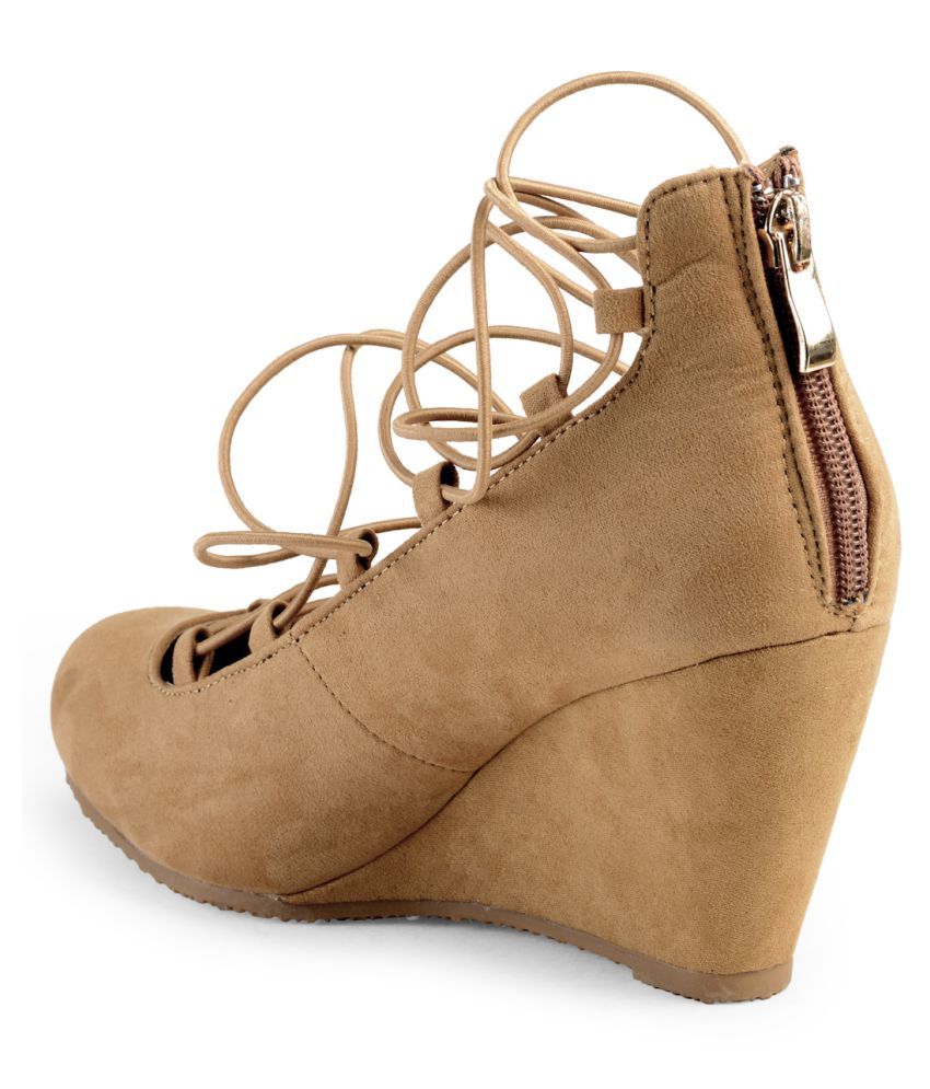 Flat n Heels Tan Wedges Heels Price in India- Buy Flat n Heels Tan Wedges Heels Online at Snapdeal