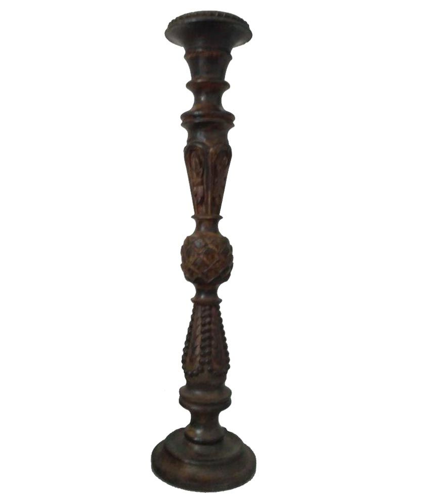 Woodycraft Brown Floor Wood Pillar Candle Holder Buy Woodycraft