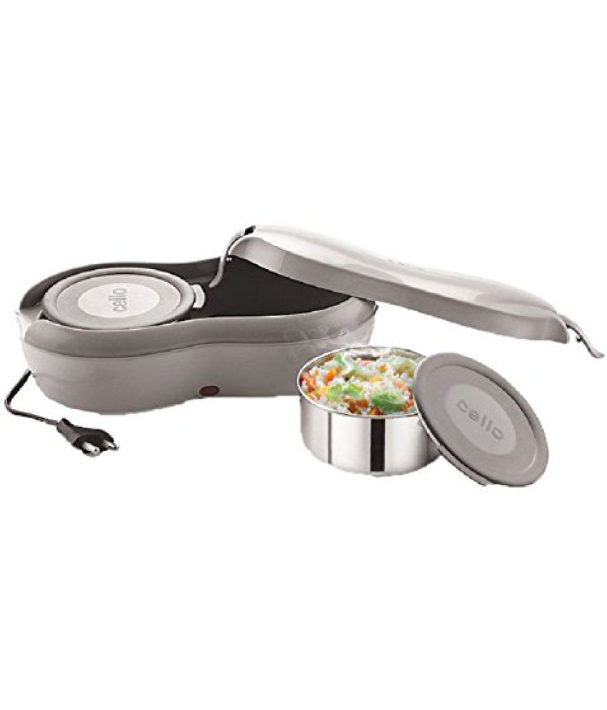 Cello Atom Electric Lunch Box with 2 Containers (Grey): Buy Cello Atom