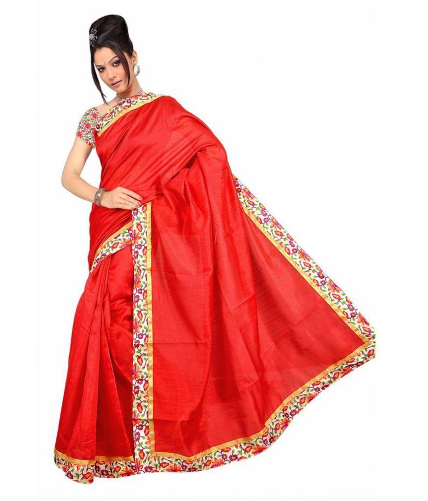 Govindam Red Bhagalpuri Silk Saree Buy Govindam Red Bhagalpuri Silk 9987