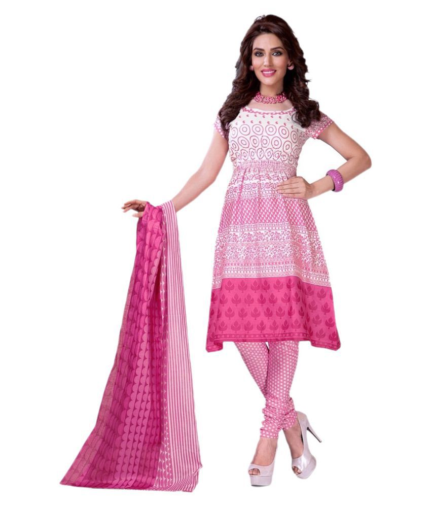 The Shopoholic Pink Cotton Dress Material - Buy The Shopoholic Pink ...